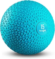 Yes4All Slam Ball 15lb Weighted Ball (Blue) Durable PVC Sand Filled Workout Ball