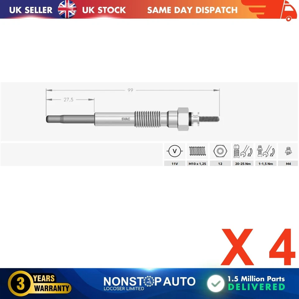 4x bujías incandescentes para DAIHATSU Charade II III Hijet Rocky Taft Wildcat 1985087703 - Imagen 2 de 4