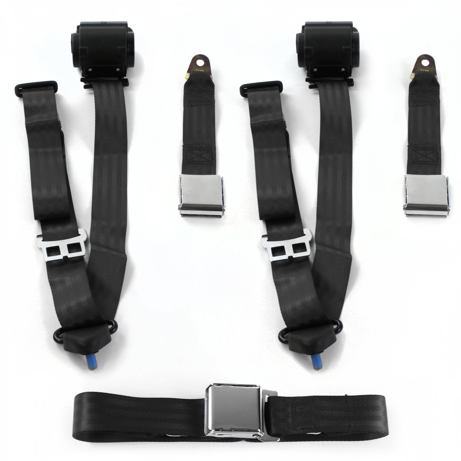 Ford GT40 1964 - 1969 Airplane 3pt BK Retractable Bench Seat Belt Kit - 3 Belts