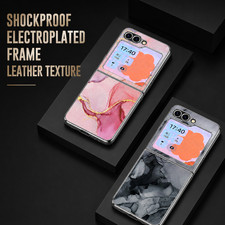 For Samsung Galaxy Z Flip7 FE Flip6 Flip5 Marble Leather Protective Case Cover
