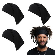 4 PCS Dreads Cap Loc Sock Soft Comfortable Tube Elastic Men Women Black