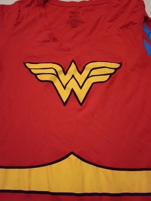 Wonder Woman Red Yellow Blue Costume Top Women's Short Sleeve Shirt