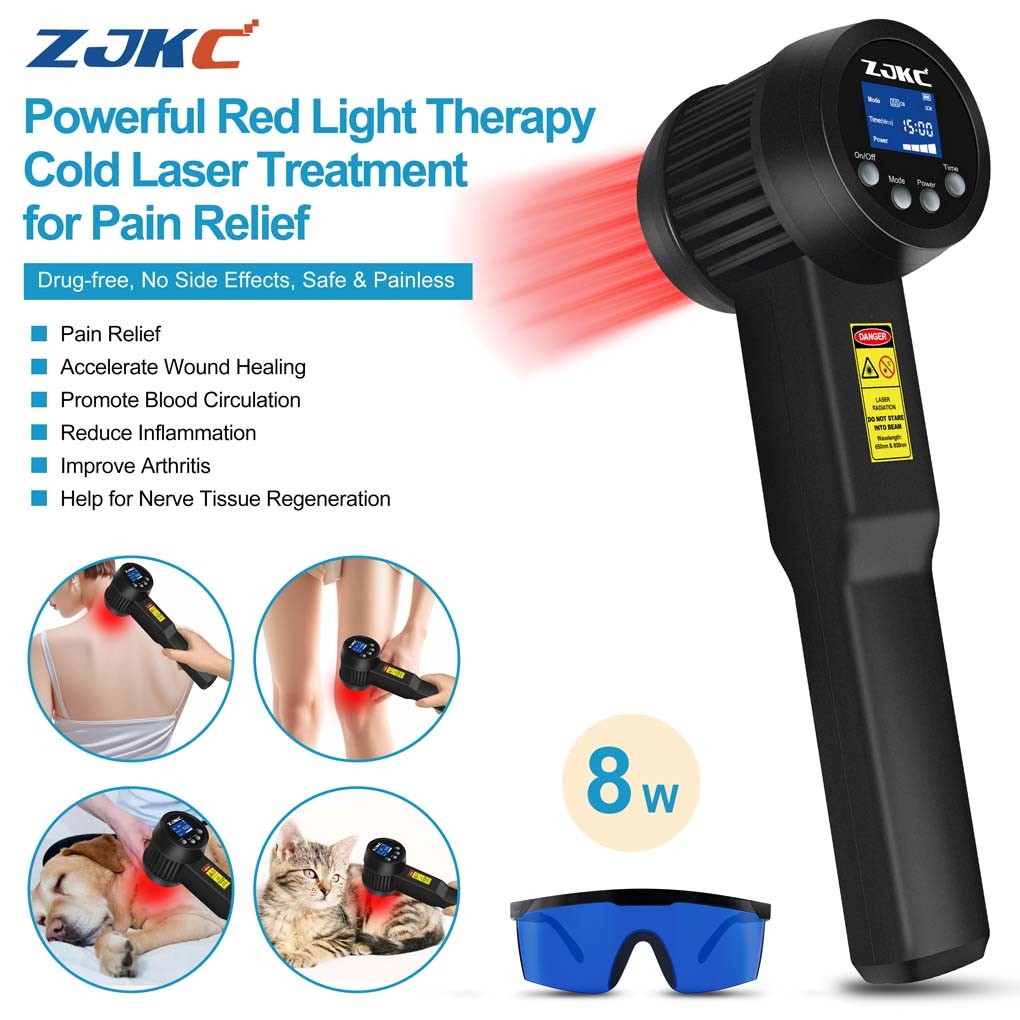 8W Red Light Therapy Laser Device 650nm 808nm Near Infrared LLLT Sports Injury
