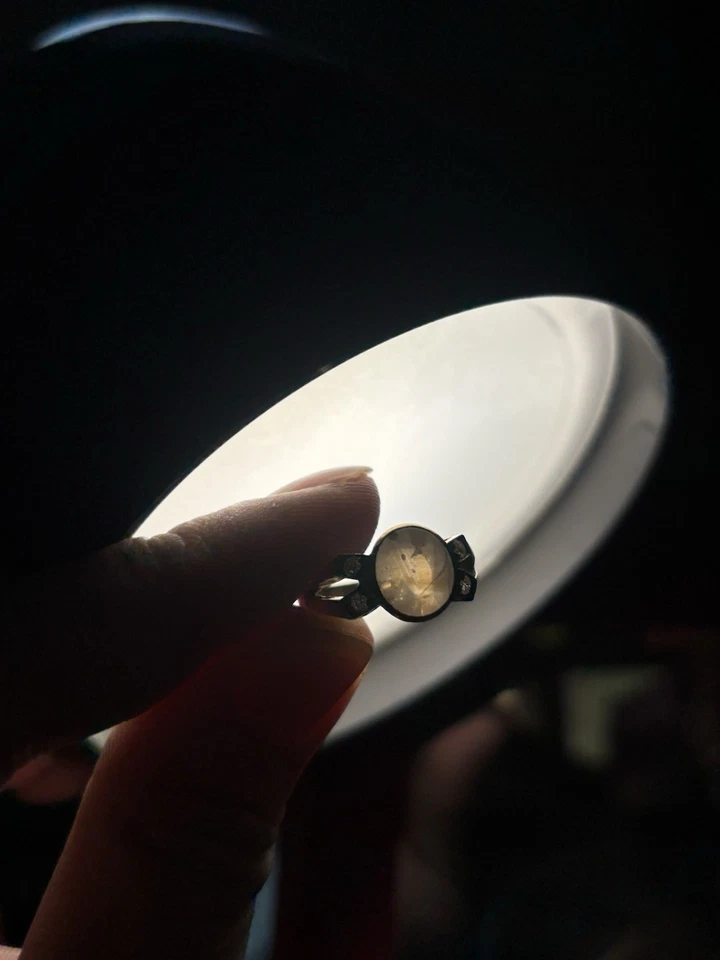 Talla 7 Mujer’s Curvy Oro Rosa 14K, Piedra Lunar y 4 Diamantes (autenticado) Foto 3 de 4