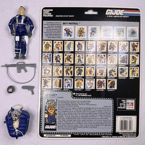 GI JOE ARAH 1990 Sky Patrol Sky Dive V1 w/ All Accessories Hasbro