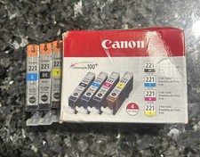 Genuine Canon Ink Cartridges 1-PGI-220 Black 3-pk  1-CLI-221 4-Color mult-pack