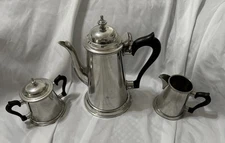 Vintage Kirk Stieff Pewter ATC Coffee/Tea Set w/Sugar and Creamer