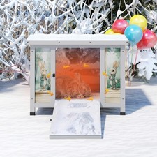 24'' Small Heated Cat House Outdoor Indoor, Insulated Rabbit Hutch w/ Warm Liner