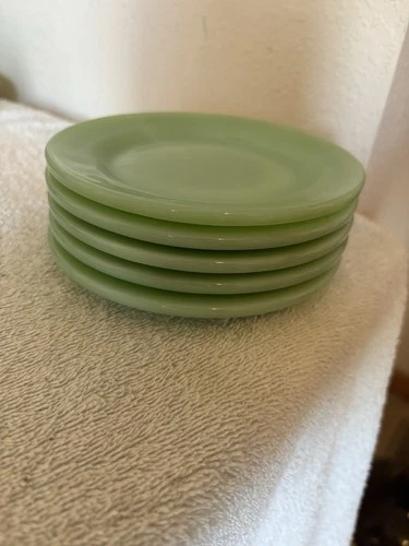 5 - Fire King Oven Ware Jadeite 5 1/2'' Bread and Butter Plates