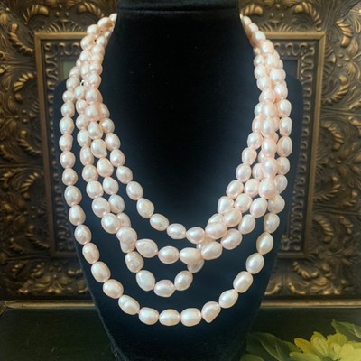 Imperial Pearl Syndicate Rosa Süßwasser Barock Perlenkette 80'' lang 925