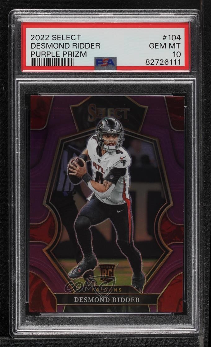 2022 Select Premier Level Purple Prizm /75 Desmond Ridder #104 PSA 10 Rookie RC