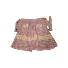 Vintage Ladies Lavender Gingham Country Farmhouse Half Apron Lace Details Sweet