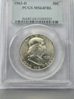 1963-D United States, Franklin Half Dollar, PCGS MS 64 FBL