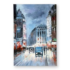 Begin Home Decor CODM1724SM17LF 17 x 24 in. Abstract Red Blue City - Buildi...