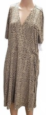 Amazon Essentials Women's Leopard Print Faux Wrap Flare Dress Size XL
