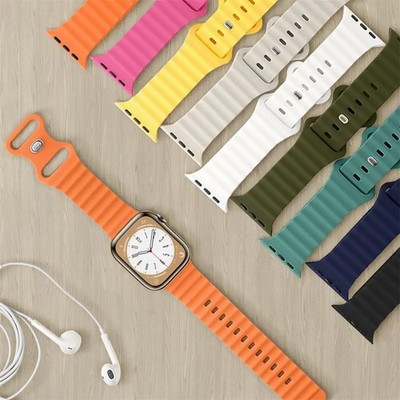 For Apple Watch Series Ultra 3 11 10 9 8 7 iWatch 49mm Ocean Silicone Strap Band