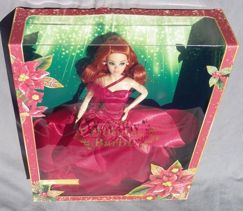 Barbie rousse HOLIDAY 2022 poupée robe tulipe rouge 2021 Mattel HGW73 red hair - Imagen 3 de 4