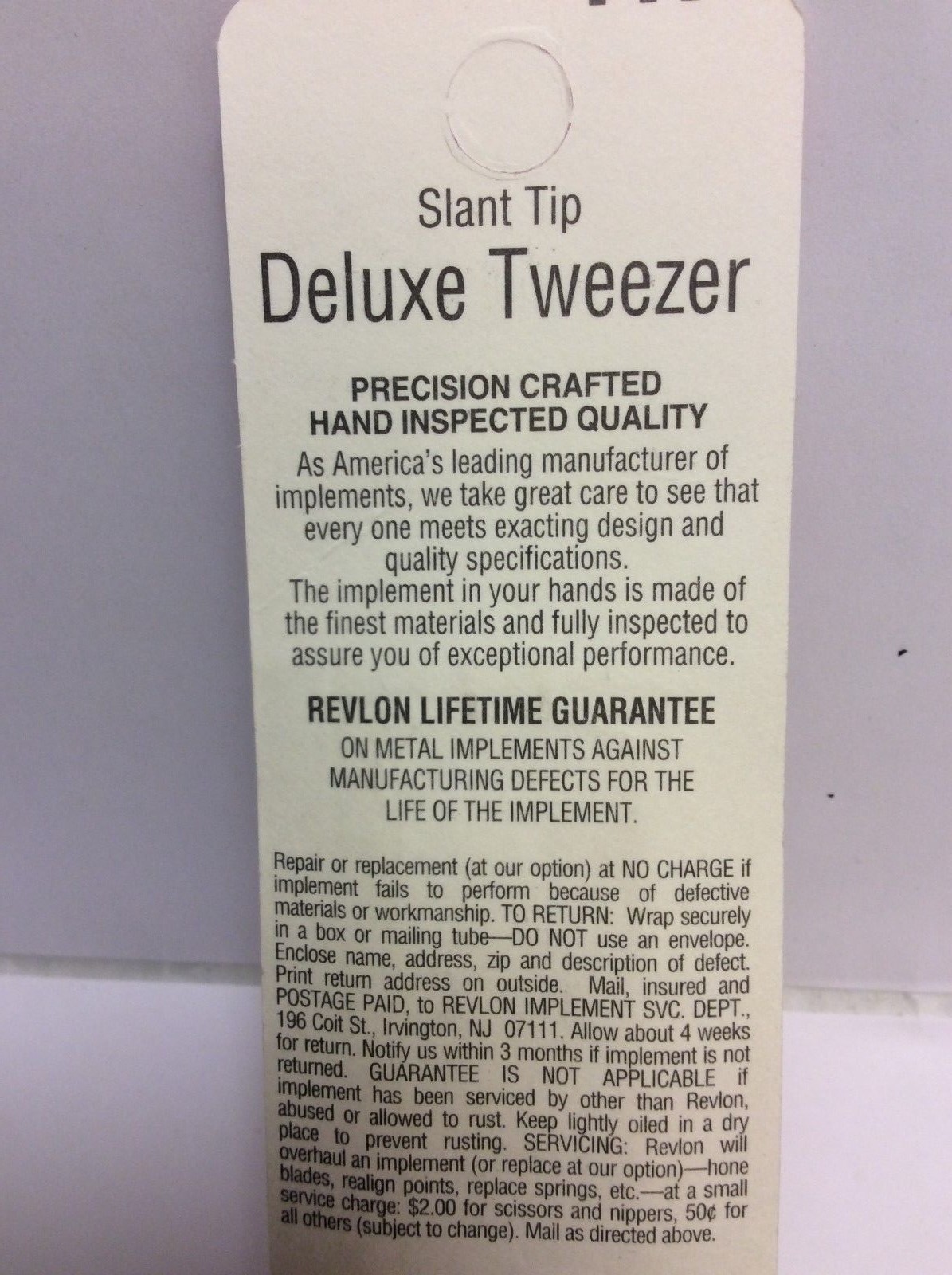 Revlon deluxe tweezer slant tip EASY GRIP ACTION TWEEZERS 2326-10 NEW.