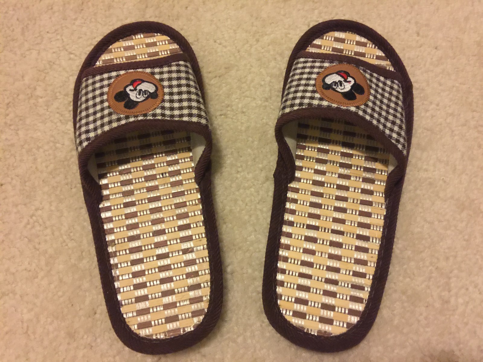 SAOLA Adorabili pantofole da interno fatte a mano con suola in tessuto di canna nuove