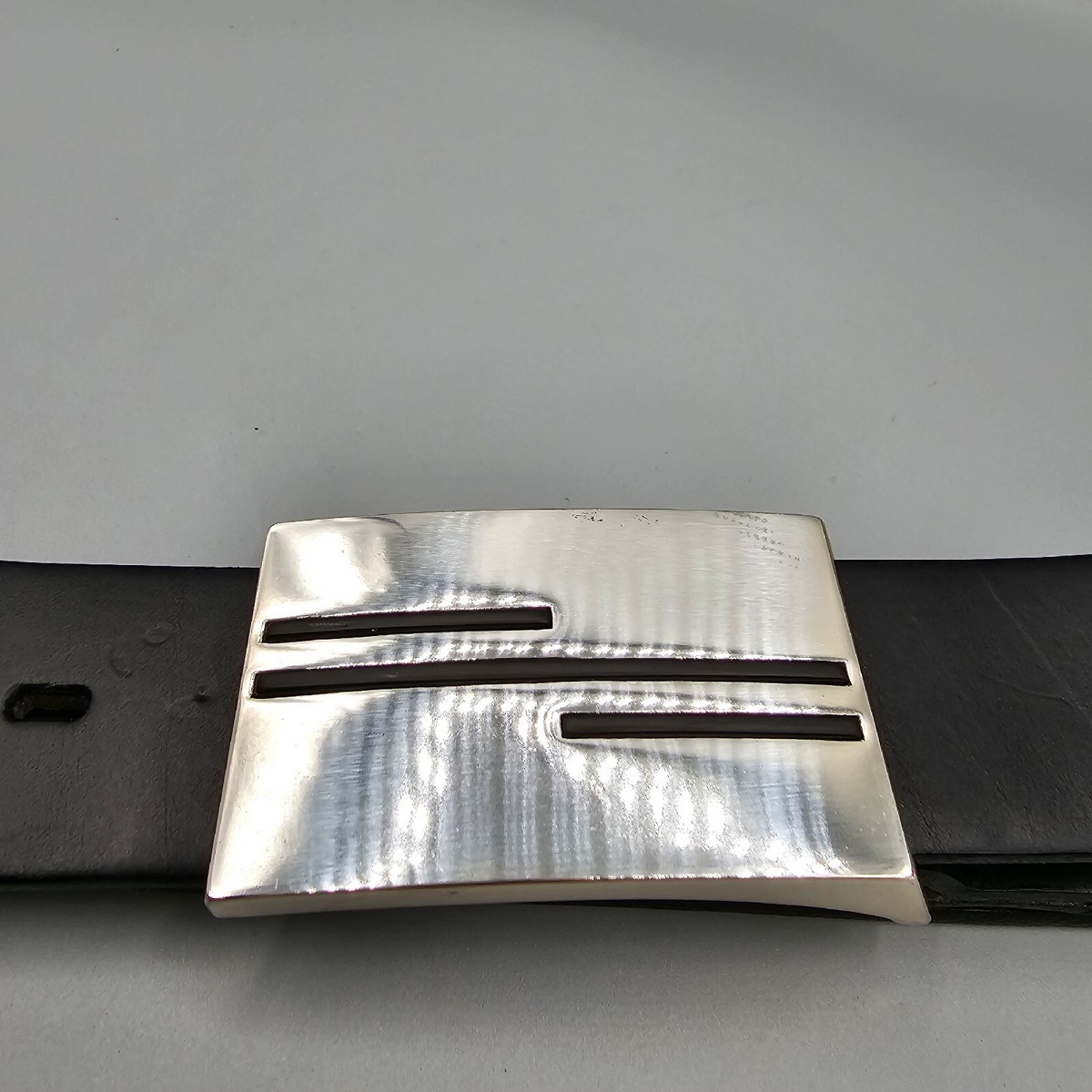 Mens Golf Belt Sz 34 Canterbury Silver Tone Retro Buckle Genuine