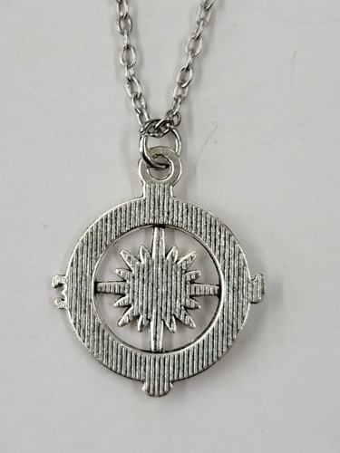 Vintage Silver-tone Pendant Necklace. Compass And Pinky Promise. Unbranded - Picture 5 of 8