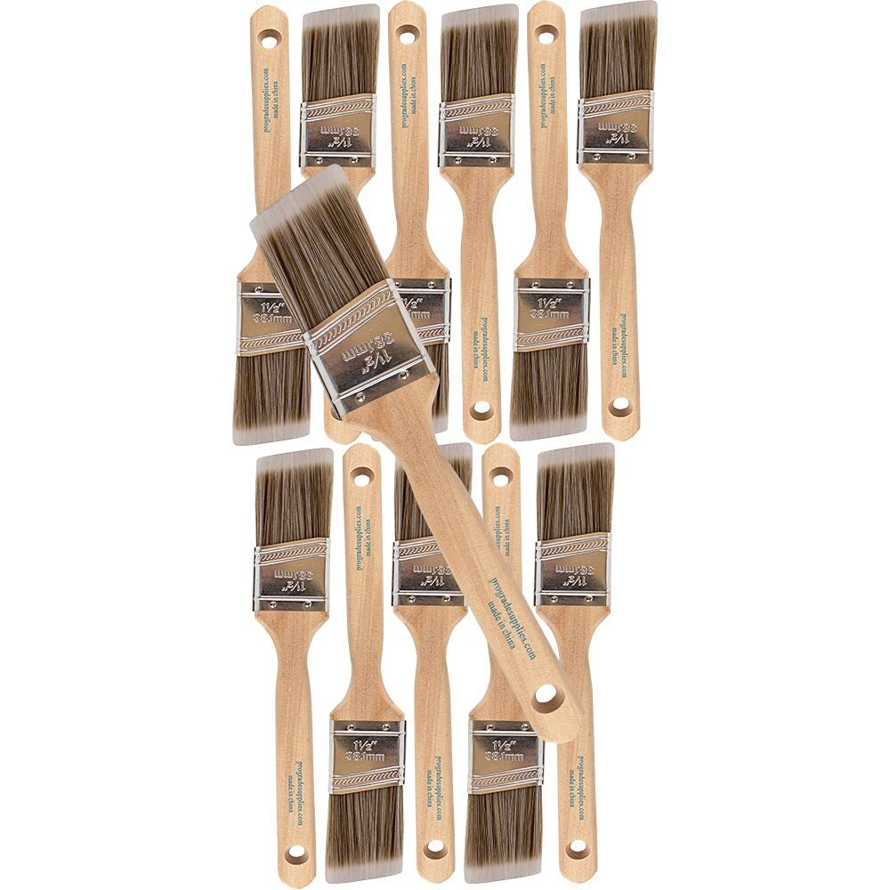 Pro Grade - Paint Brushes - 12Ea 1.5 Angle Brushes
