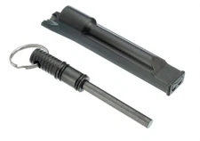 3-IN-1 Flint Rod Fire Starter Striker Integrated Whistle & Split Ring BLACK