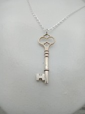 Big Key Necklace Large Pendant silver tone 30" Long chain Love Unisex Jewellery