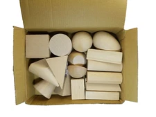 ETA hand2mind GeoSolids, Wood Set/19 Geometric Shapes NEW IN BOX