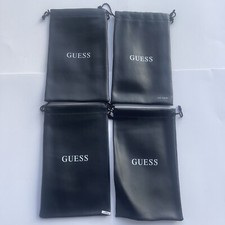 4x GUESS Black Vinyl Drawstring Eyeglass Sunglasses Soft Case Travel Pouch Bag