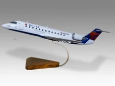 Bombardier CRJ-200LR Delta Connection Desk Wood Airplane Model Large Scale 1/72