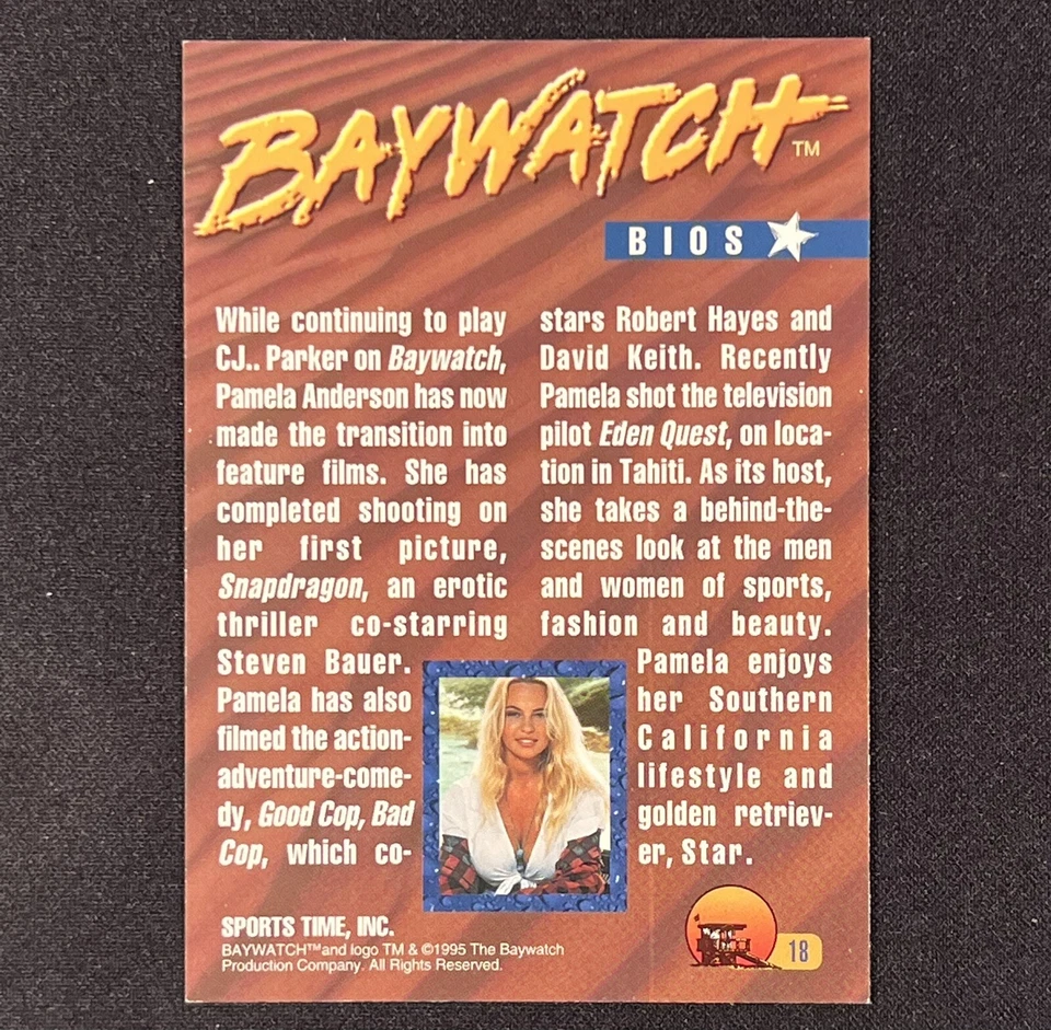 PAMELA ANDERSON 1995 Baywatch Sports Time TV Series Trading Card #18 PSA - Image 4 of 4