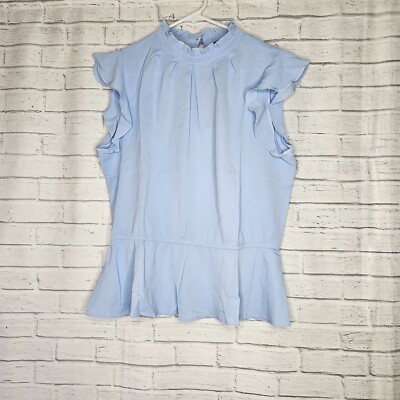Allegra K Damen Bluse Rüschen Flatterärmel Plissee Rüschenkragen Schößchen Größe M
