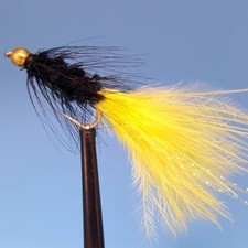 3 x Gold Head Black Yellow Woolly Bugger Long Shank  Size 8,10,12 Available