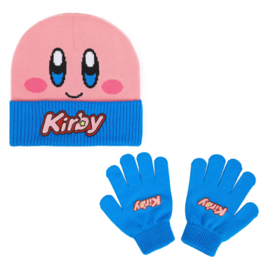 Kirby Beanie Hat Youth Boy Girl Kids Toboggan Gloves Set Ski Snow