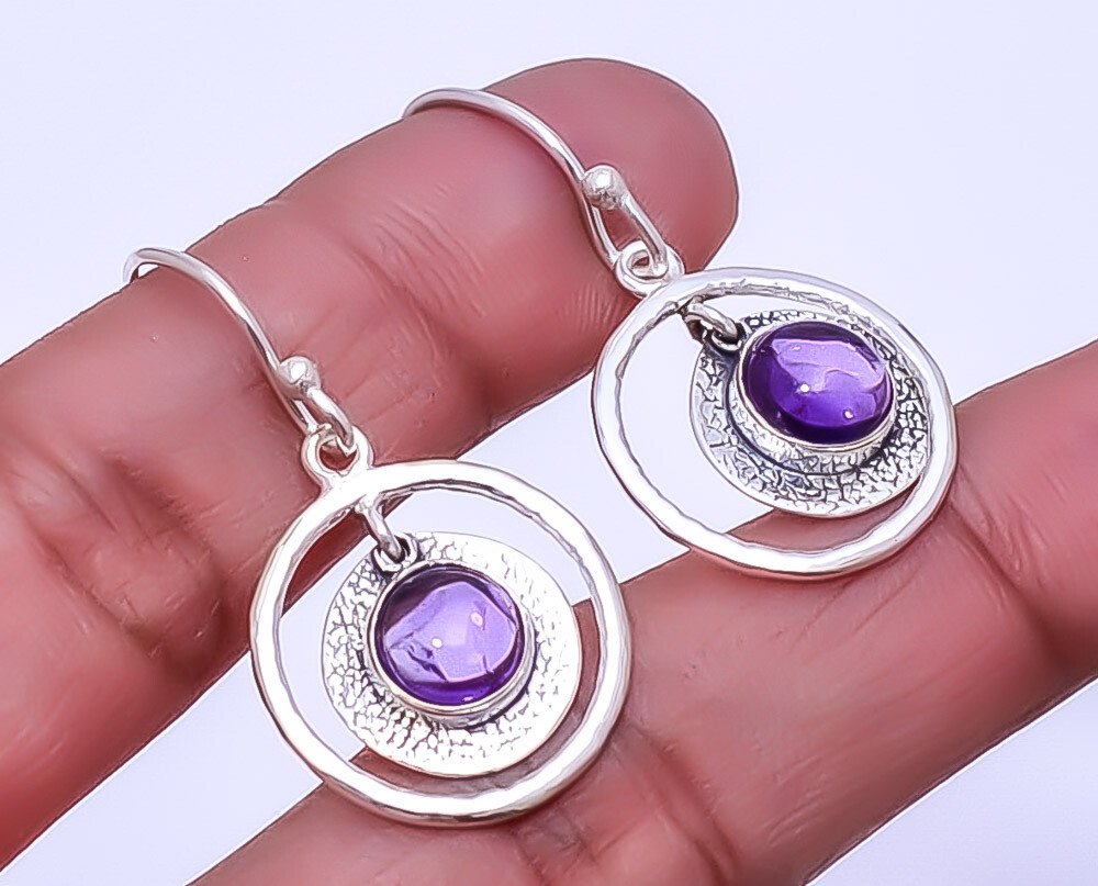 Purple Amethyst - Brazil Designer Handmade 925 Sterling Silver Earring 1.48