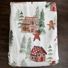 POTTERY BARN GINGERBREAD FOREST PERCALE SHEET SET, KING  CHRISTMAS "OPEN BOX"