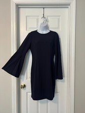 Beautiful Unbranded Navy Blue Stretch Flair Sleeve Dress Sz Small