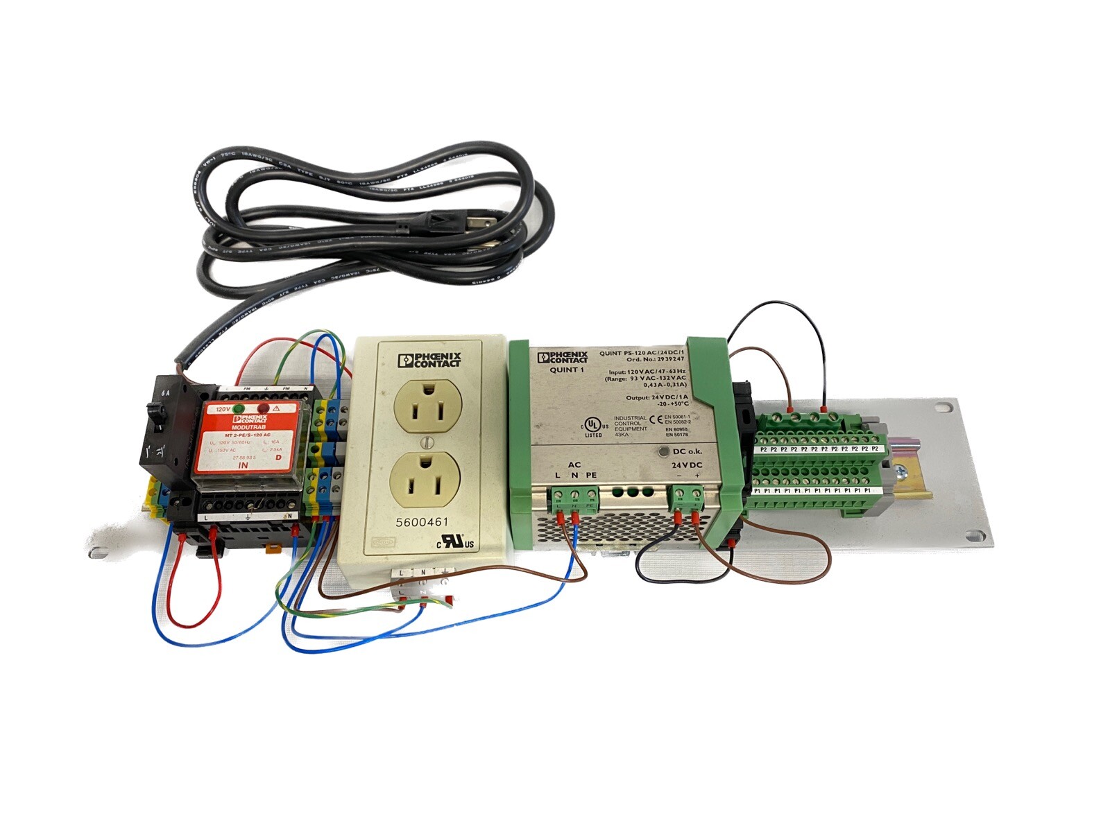New PHOENIX CONTACT Quint Power Supply Rail Assembly 120V 24V