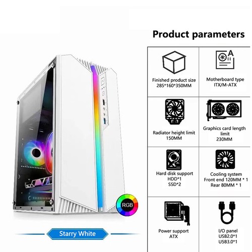 Transparent Computer Case PC Tower With RGB Atmosphere Lamp For M-ATX/ITX - Afbeelding 5 van 11