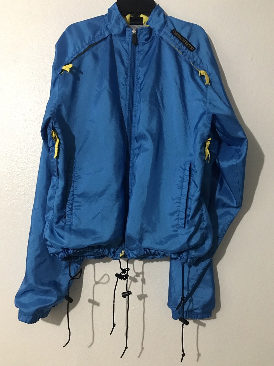Descente Vintage Windbreaker FullZip 90s Fashion Blue/Yellow Sz M