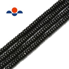 Natural Shungite Smooth Rondelle Beads 3x8mm 4x10mm 15.5" Strand