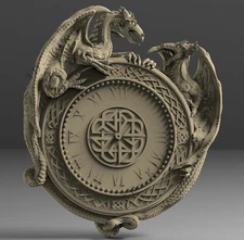 STL 3D Models WALL CLOCK DRAGONS 2 for CNC 3D Printer Engraver Carving Aspire