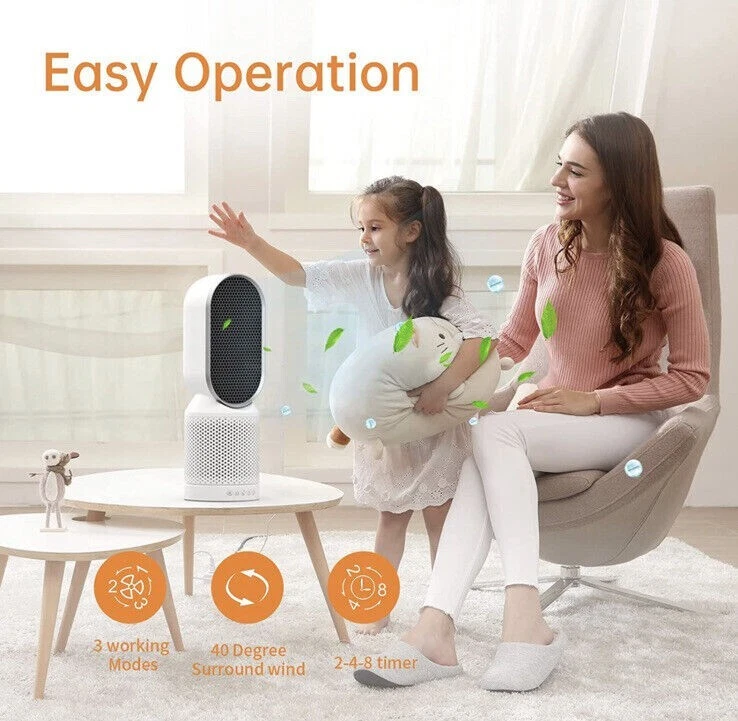 Air Purifier for Bedroom, QUEENTY Air Purifier with H13 True HEPA Filter