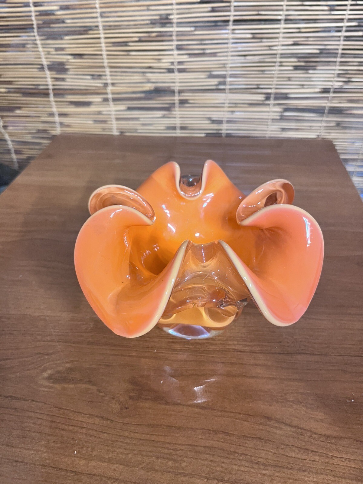 Vintage Murano Glass Candy Bowl Dish Orange MCM Century Trinket eBay