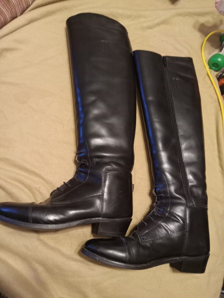 Boots habillées femme noir satiné | Bottines lacets à l'avant | Bout