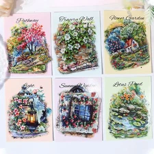 20Pcs Vintage Stickers Flowers House Sticker Cottagecore Scrapbooking Journal