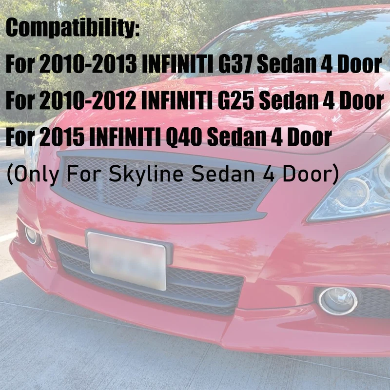 Parachoques delantero rejilla negra brillante para Infiniti G37 G25 Q40 Skyline 2010-2015 sedán Foto 2 de 4