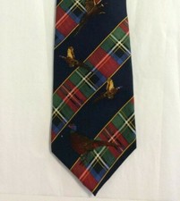 Nautica Silk Necktie - Gamebird Tartan Design - WPL 6764 Hand Printed in Italy