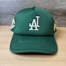 ALMOST SOMEDAY Hat Cap Snap Back Green World Series LA Trucker Adjustable